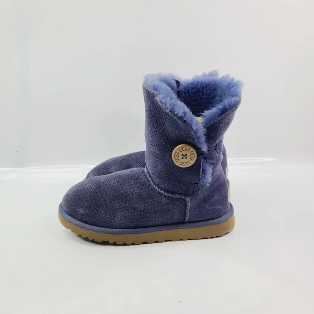 UGG Women's Bailey Button II Suede Fur‎ Ankle Winter Snow Boot Size 7